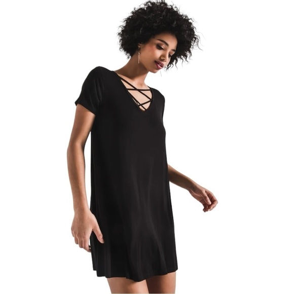 Z Supply The Crisscross Tee Dress in Black - Picture 10 of 16